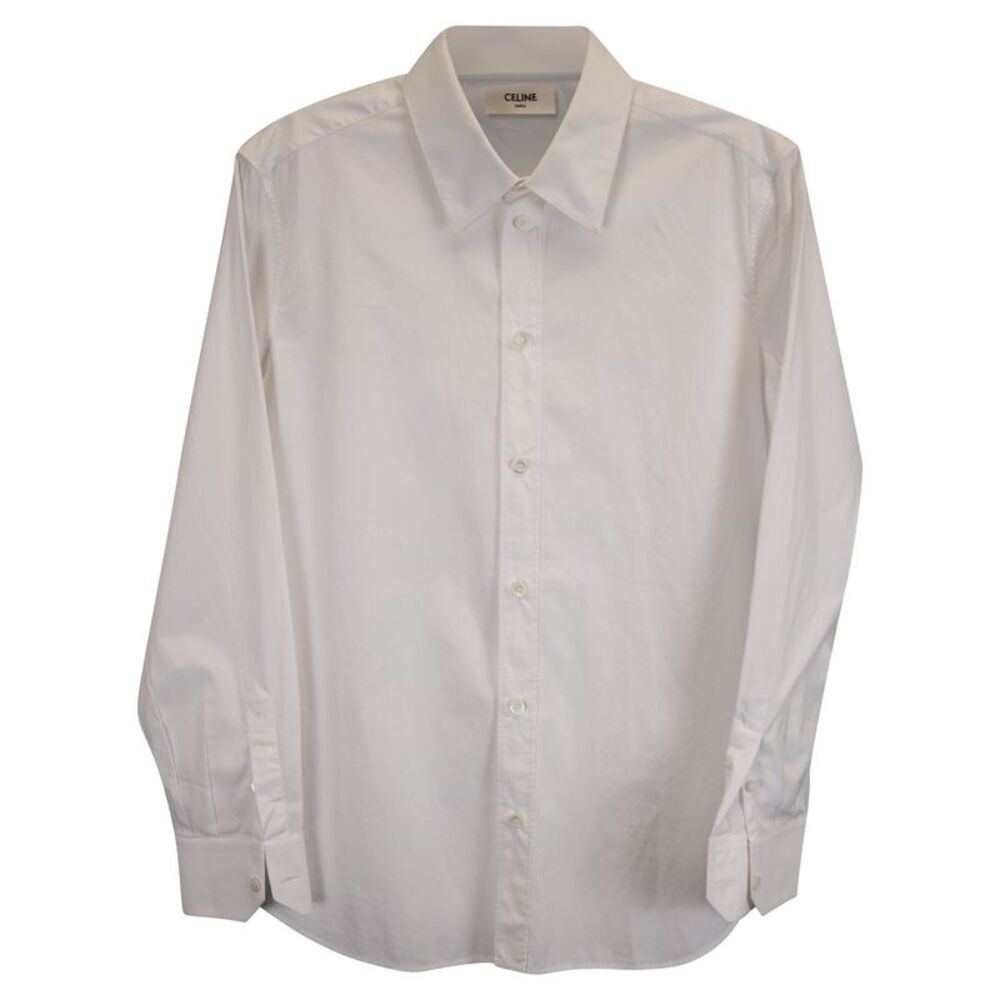 Celine Button-Down Shirt in White Cotton